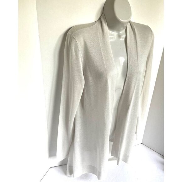 Eileen Fisher Wool Tencel Cardigan Sweater Women XXS Off White Lightweight Open - Picture 5 of 8
